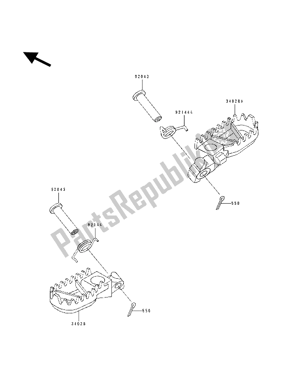 Tutte le parti per il Poggiapiedi del Kawasaki KX 125 1993