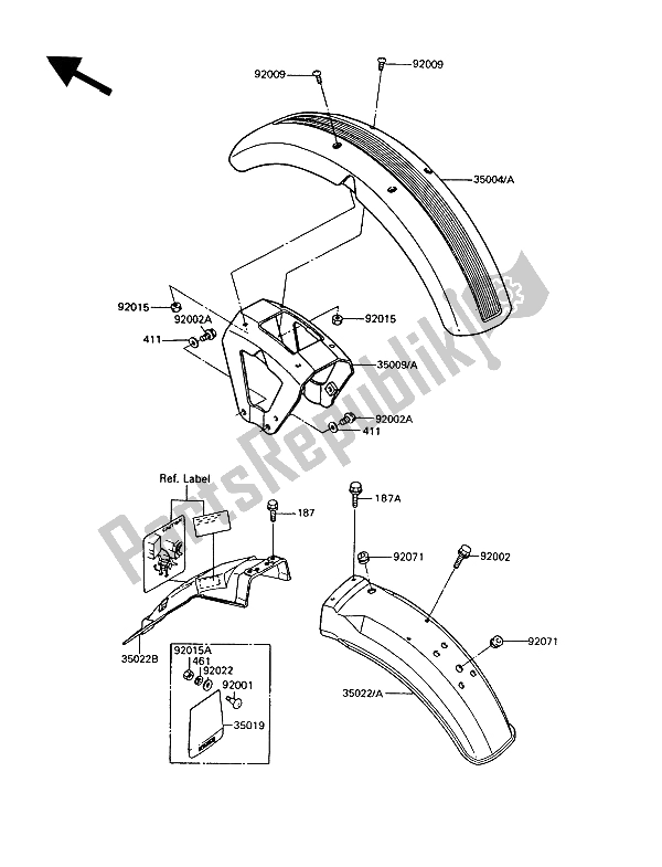 All parts for the Fenders of the Kawasaki GT 550 1994