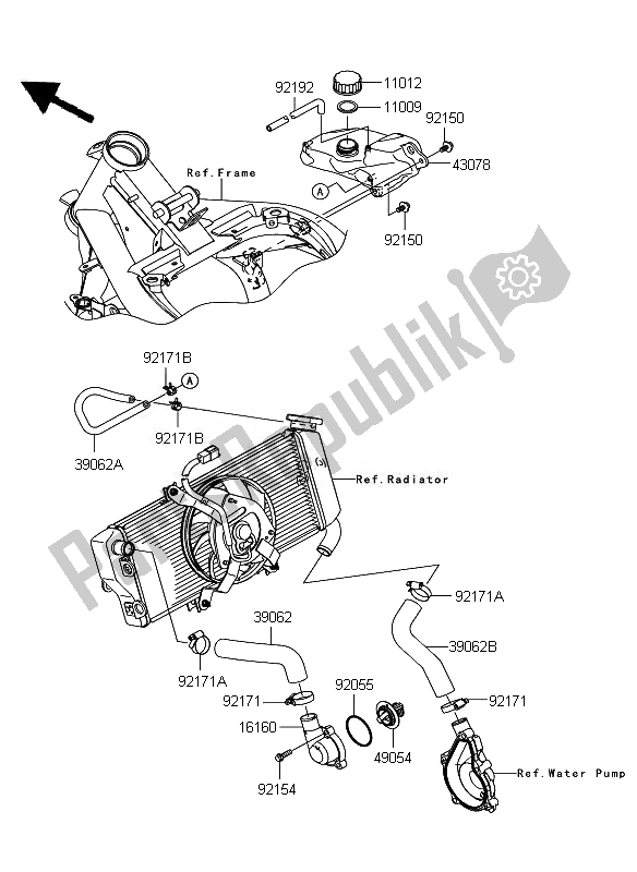 All parts for the Water Pipe of the Kawasaki ER 6N 650 2011