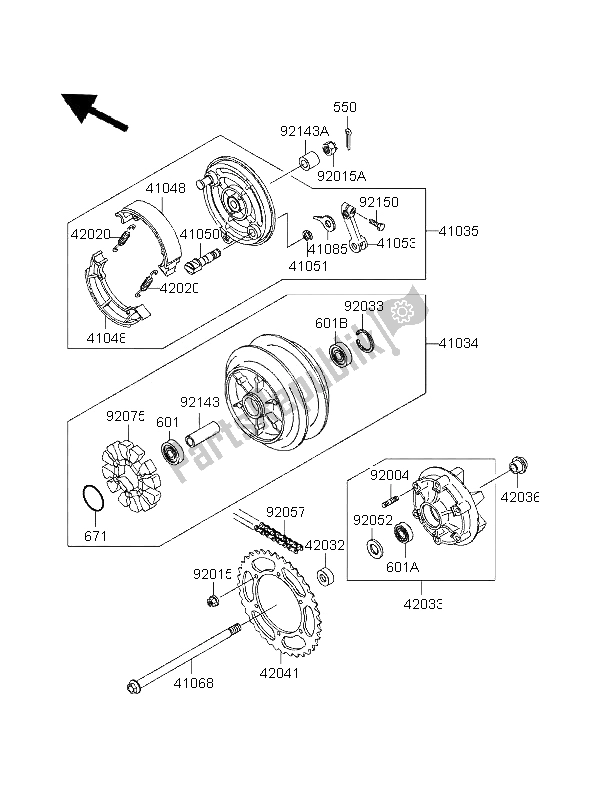 Todas las partes para Buje Trasero de Kawasaki EL 250 1996