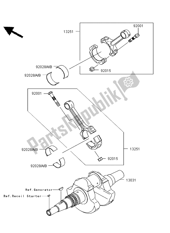 All parts for the Crank Shaft of the Kawasaki KVF 750 4X4 2006