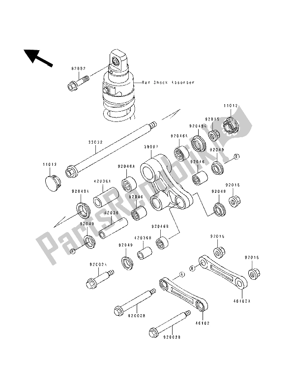 Todas las partes para Suspensión de Kawasaki Tengai 650 1990