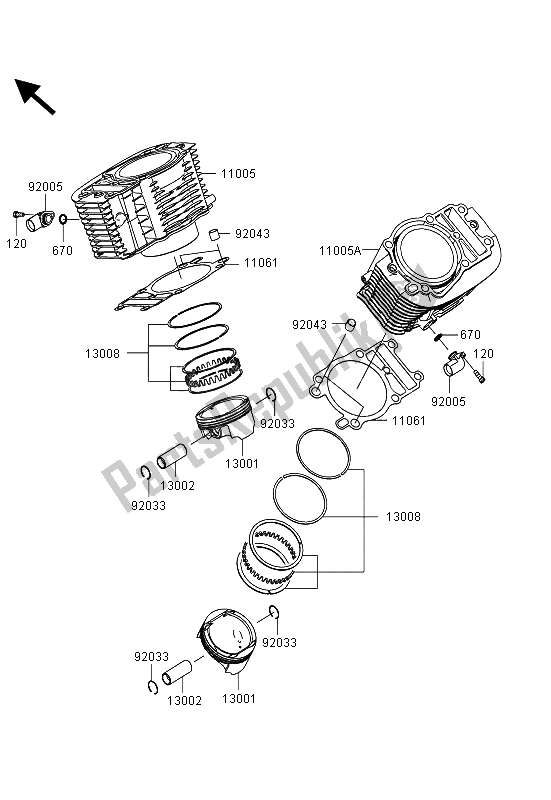 Toutes les pièces pour le Cylindre Et Piston (s) du Kawasaki VN 1700 Classic Tourer ABS 2013