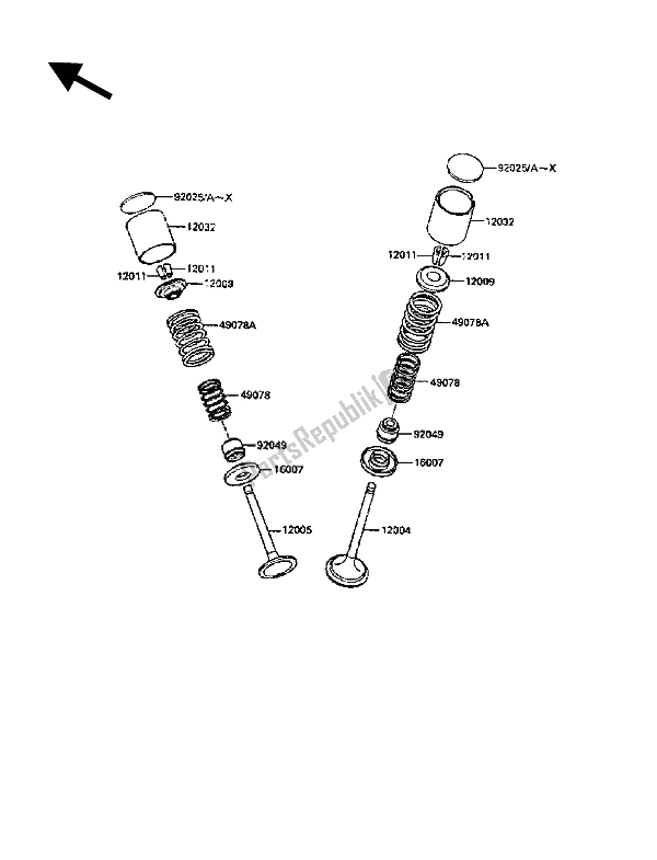 Toutes les pièces pour le Valve (s) du Kawasaki KLR 600 1988