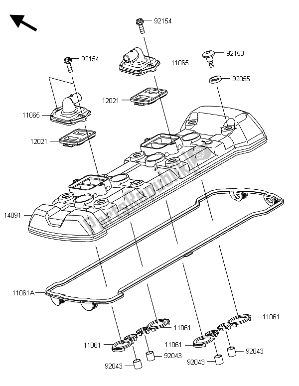 All parts for the Cylinder Head Cover of the Kawasaki ZX 1000 SX 2014