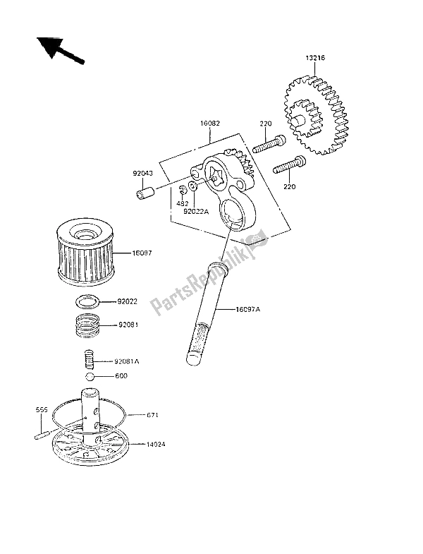 Wszystkie części do Pompa Olejowa Kawasaki GPZ 305 Belt Drive 1985