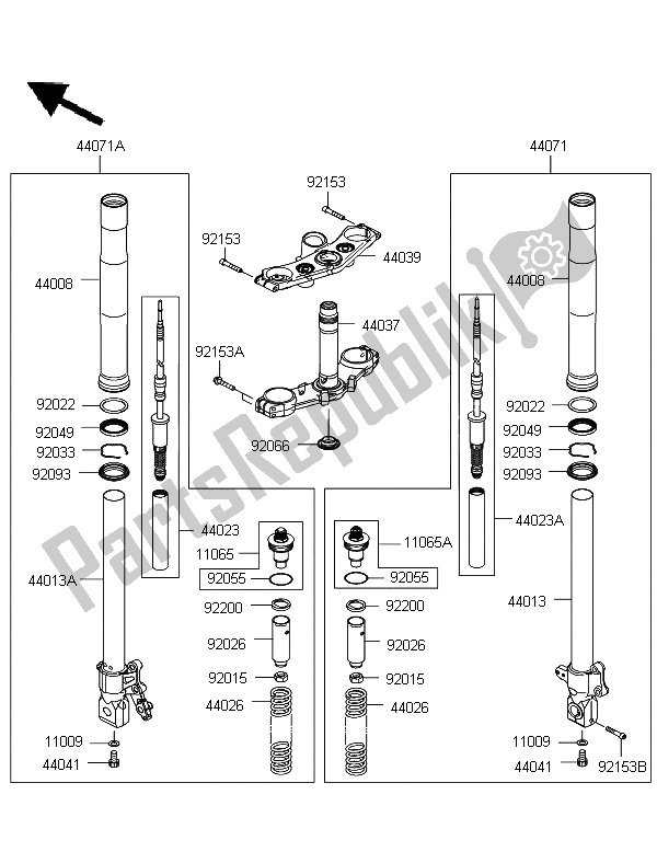 Wszystkie części do Przedni Widelec Kawasaki Z 750 ABS 2011