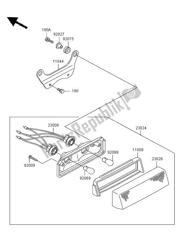 All parts for the Taillight of the Kawasaki KLF 300 2003