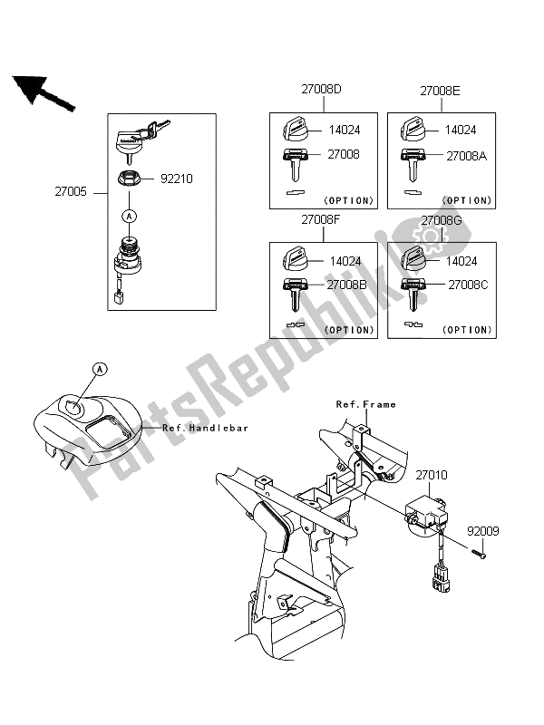 All parts for the Ignition Switch of the Kawasaki KFX 700 KSV 700A6F 2006