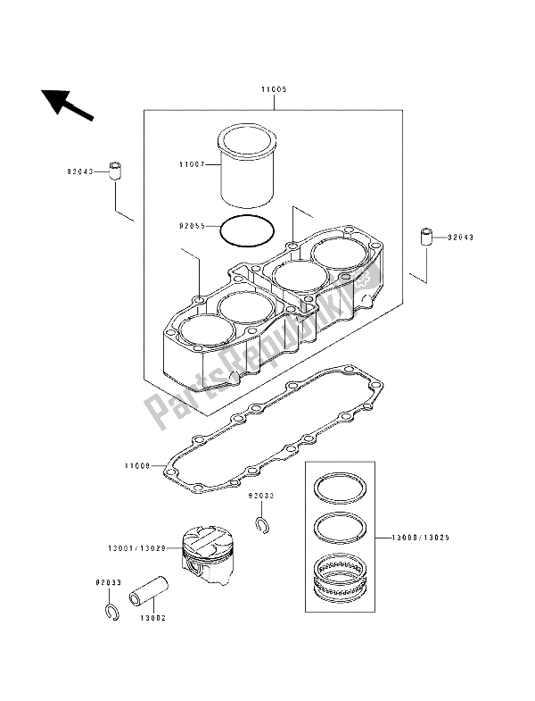 All parts for the Cylinder & Piston of the Kawasaki ZZ R 600 1991