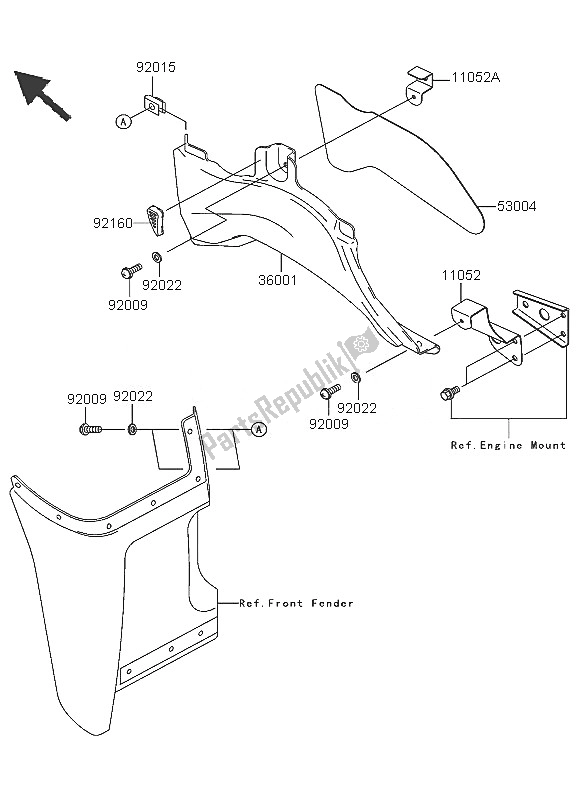 All parts for the Side Covers of the Kawasaki KVF 360 2005