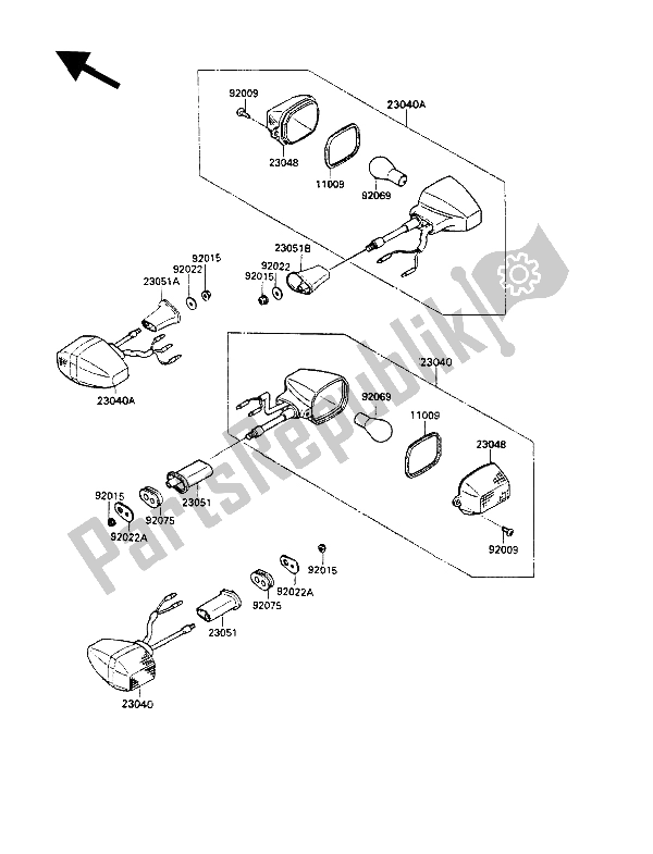 Tutte le parti per il Indicatori Di Direzione del Kawasaki GPZ 500S 1989