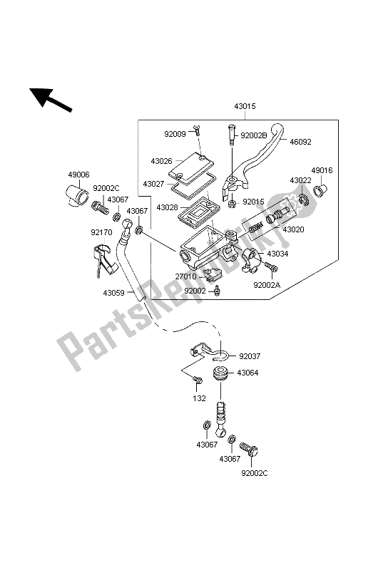 Tutte le parti per il Pompa Freno Anteriore del Kawasaki ER 5 500 1997