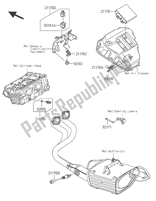 All parts for the Fuel Injection of the Kawasaki ER 6F ABS 650 2016