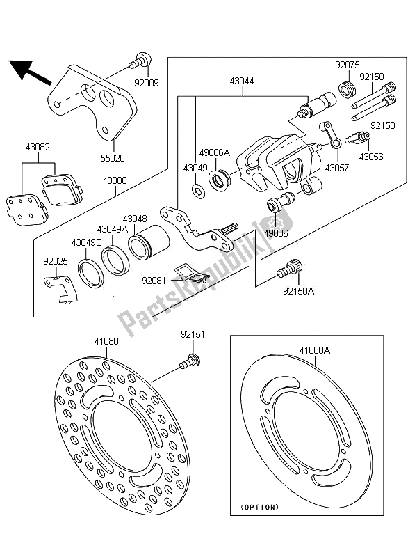 All parts for the Rear Brake of the Kawasaki KX 85 SW LW 2010