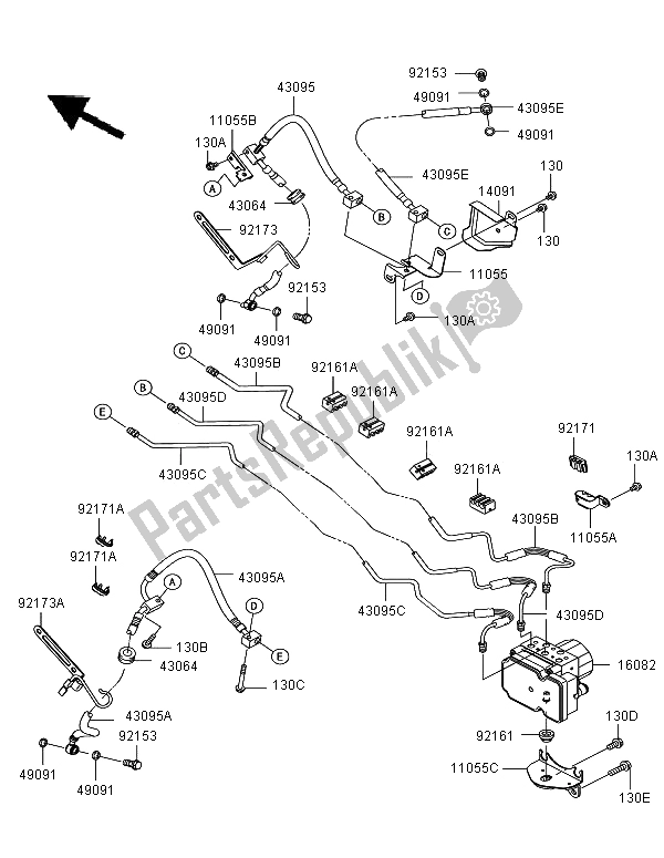 All parts for the Brake Piping of the Kawasaki VN 1700 Voyager Custom ABS 2012