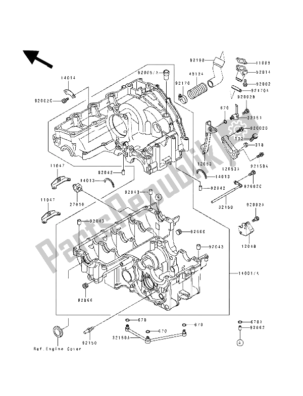 All parts for the Crankcase of the Kawasaki ZXR 750 1993