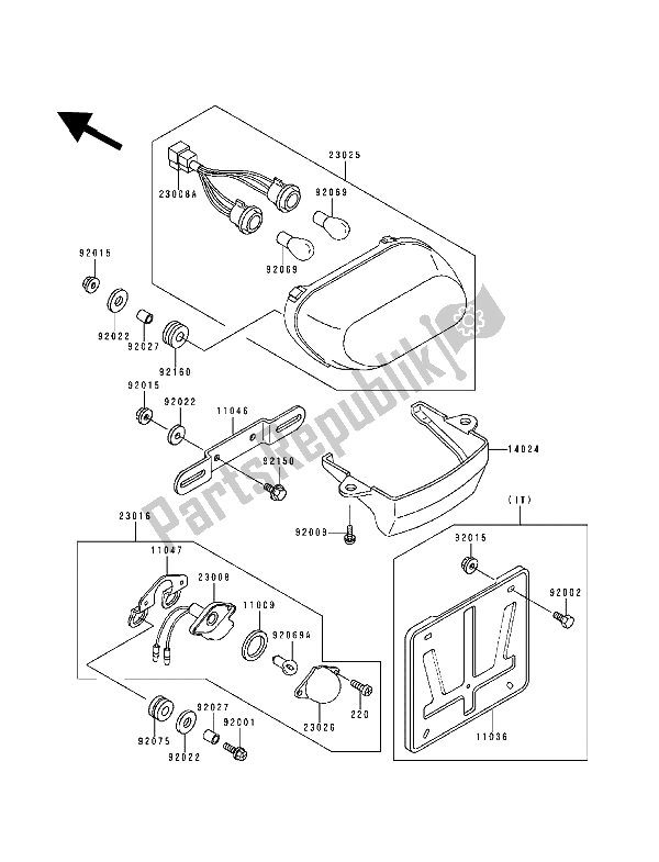 All parts for the Taillight(s) of the Kawasaki ZZ R 600 1993