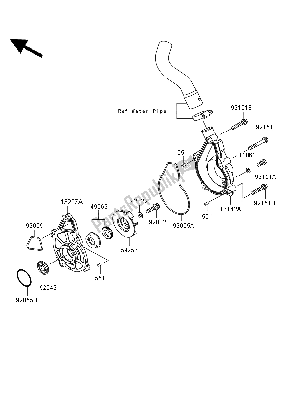 All parts for the Water Pump of the Kawasaki ER 6N 650 2008