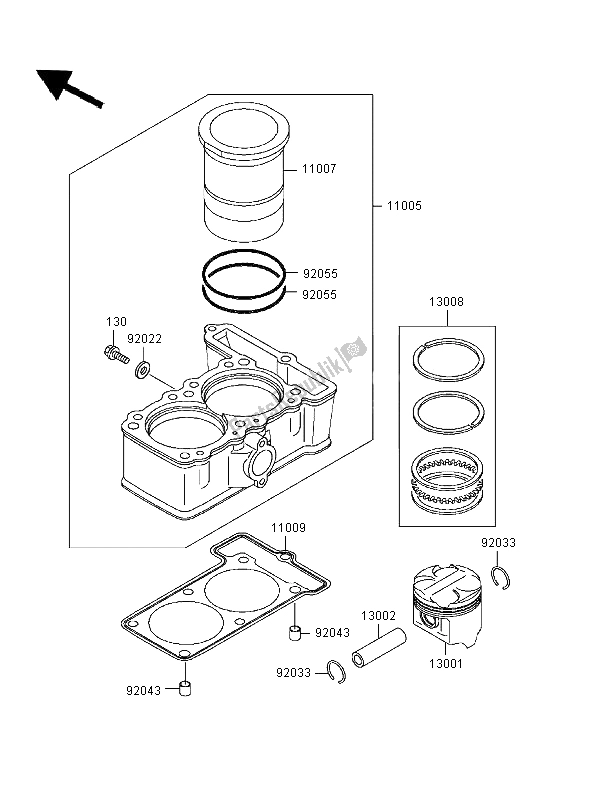 Tutte le parti per il Cilindro E Pistone del Kawasaki EL 252 1997