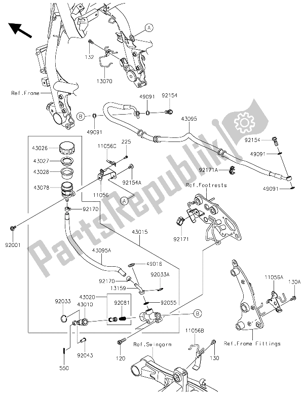 All parts for the Rear Master Cylinder of the Kawasaki Vulcan S 650 2015