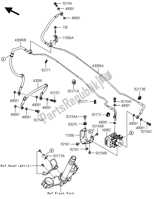 Tutte le parti per il Tubazioni Del Freno del Kawasaki Z 800 ABS BEF 2014