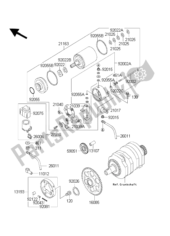 Toutes les pièces pour le Démarreur du Kawasaki EL 252 2003