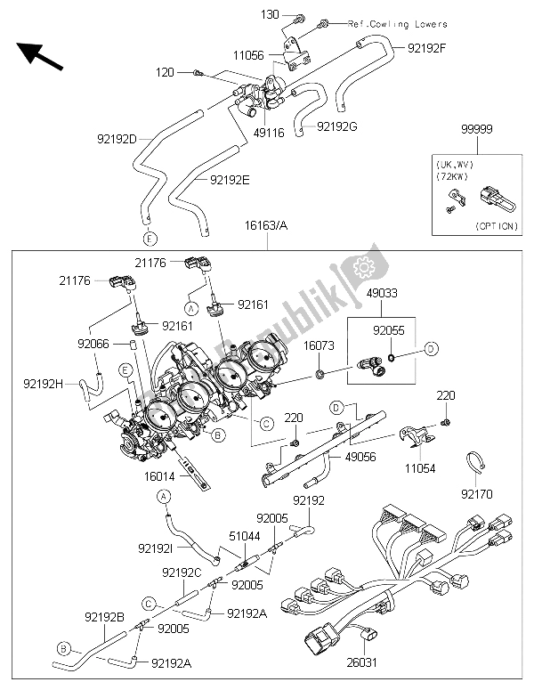 All parts for the Throttle of the Kawasaki ZZR 1400 ABS 2015