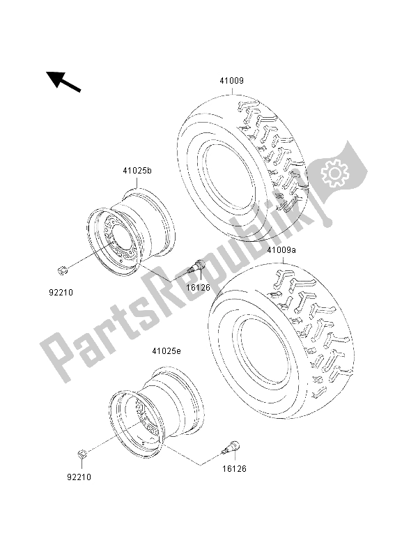 All parts for the Tires of the Kawasaki KVF 300 2002