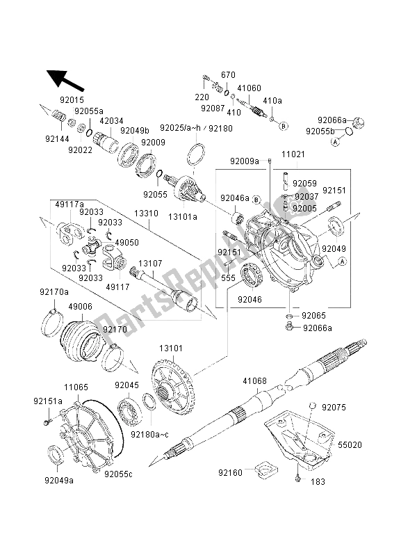 Todas las partes para Eje De Accionamiento de Kawasaki KVF 300 2002