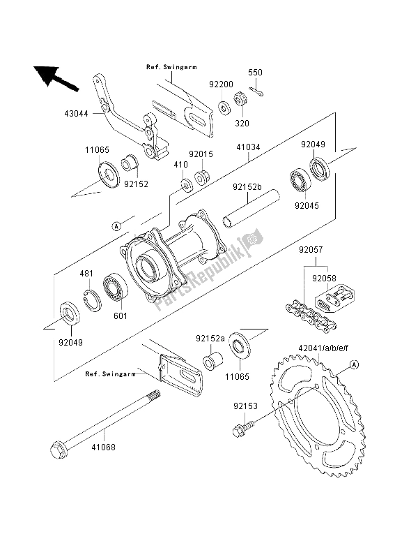 Tutte le parti per il Mozzo Posteriore del Kawasaki KX 65 2001