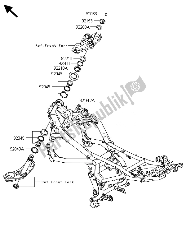 All parts for the Frame of the Kawasaki Versys 1000 ABS 2014