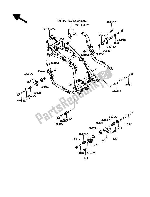 Toutes les pièces pour le Ferrures De Cadre du Kawasaki ZG 1200 B1 1990