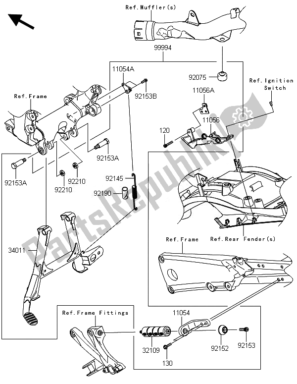 All parts for the Accessory (centerstand) of the Kawasaki ZZR 1400 ABS 2014