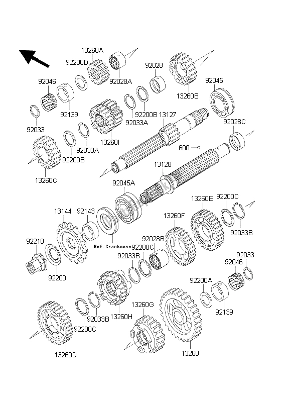 Todas las partes para Transmisión de Kawasaki Ninja ZX 6 RR 600 2003