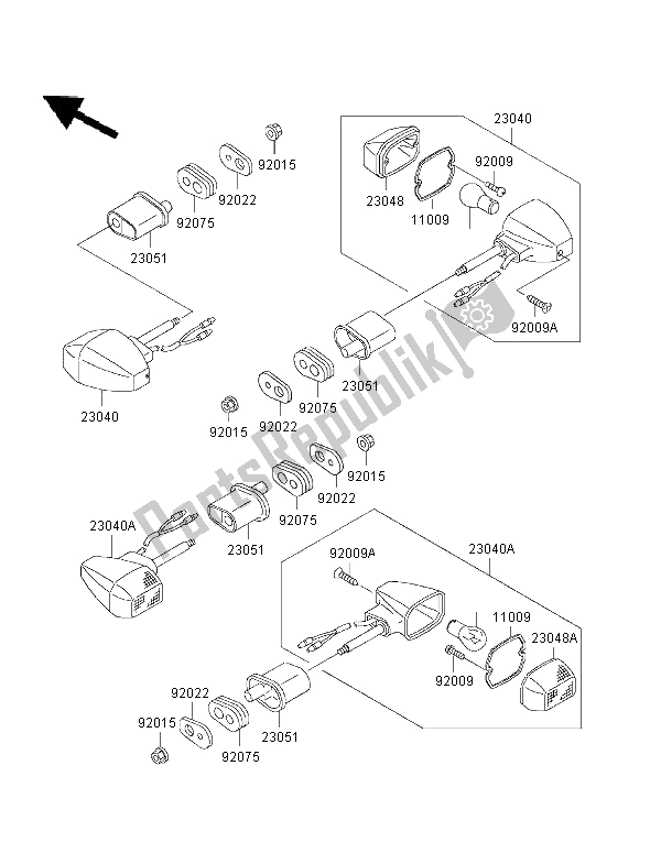 All parts for the Turn Signals of the Kawasaki ZRX 1100 1997