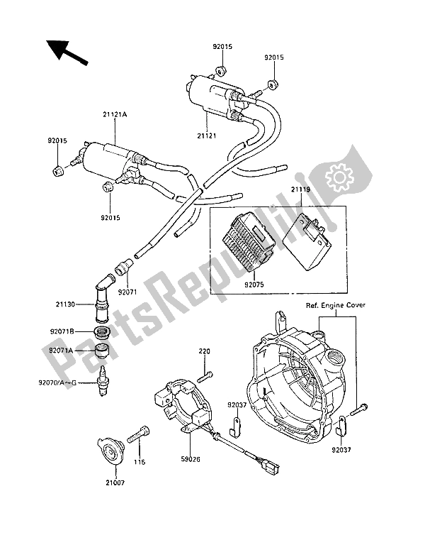 All parts for the Ignition System of the Kawasaki GPZ 600R 1988