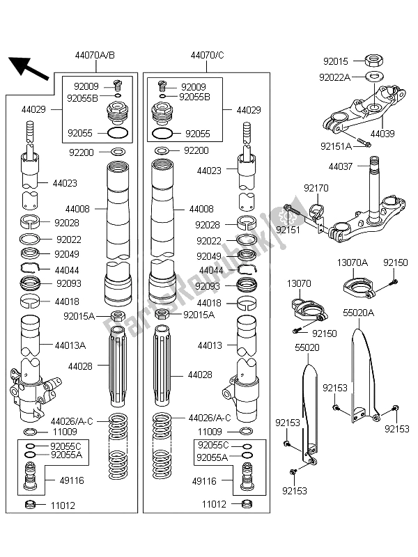 Tutte le parti per il Forcella Anteriore del Kawasaki KX 85 SW LW 2011