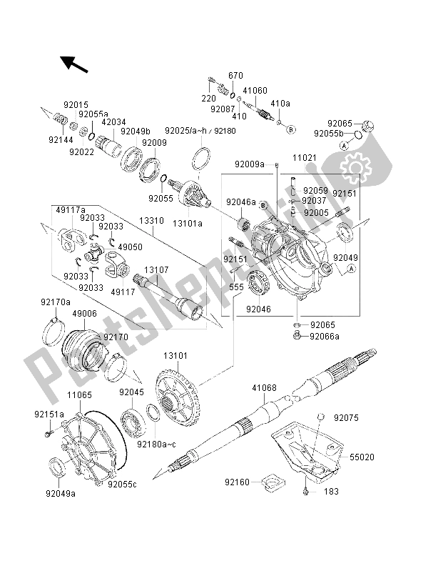 All parts for the Drive Shaft of the Kawasaki KVF 300 2001