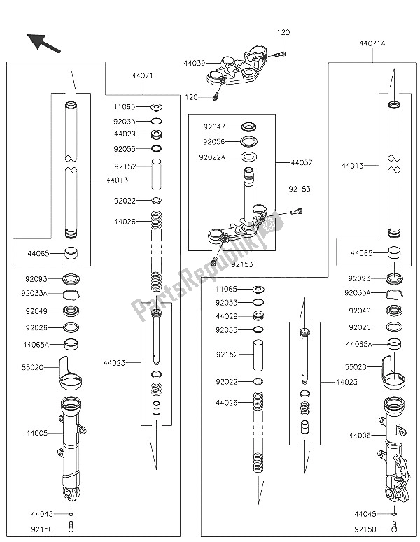 Tutte le parti per il Forcella Anteriore del Kawasaki Z 300 2016