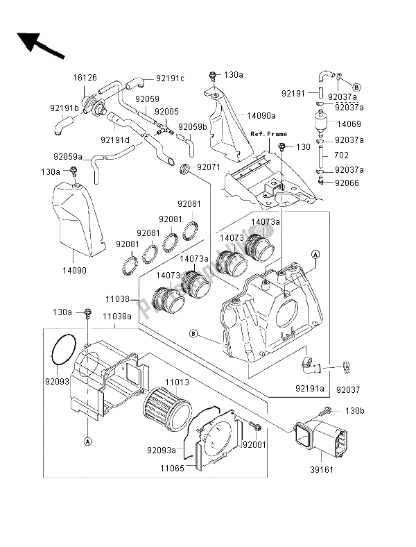 Tutte le parti per il Filtro Dell'aria del Kawasaki ZRX 1200R 2002