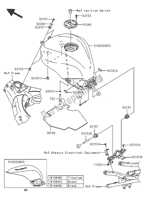 Todas las partes para Depósito De Combustible de Kawasaki Ninja ZX 10R 1000 2005