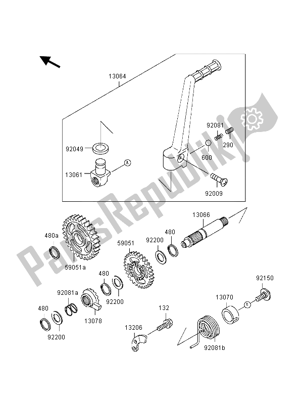 Tutte le parti per il Meccanismo Di Kickstarter del Kawasaki KX 125 2000