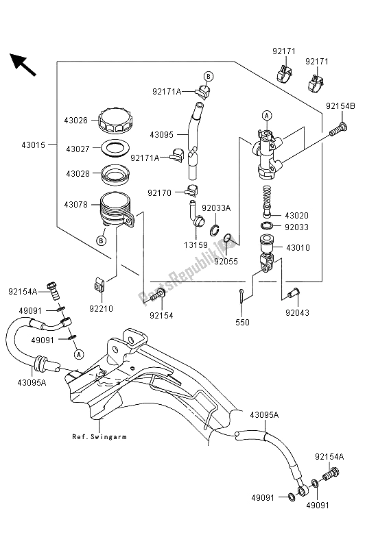 Alle onderdelen voor de Achterste Hoofdcilinder van de Kawasaki ER 6N 650 2013