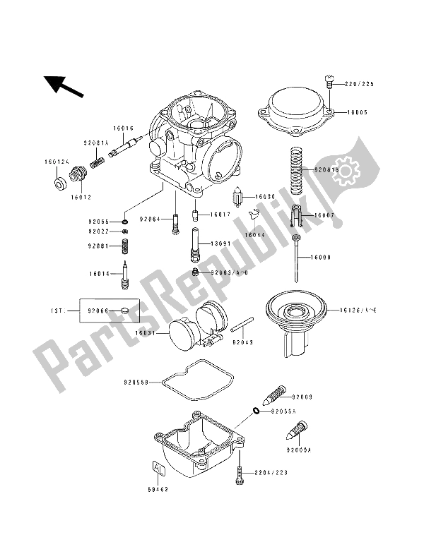 Todas las partes para Partes Del Carburador de Kawasaki KLE 500 1993