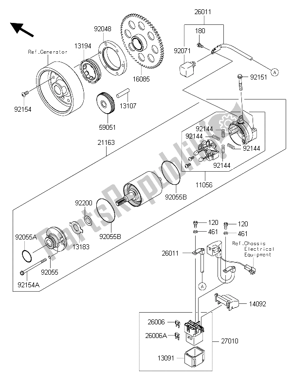 Tutte le parti per il Motorino Di Avviamento del Kawasaki Z 1000 SX ABS 2015