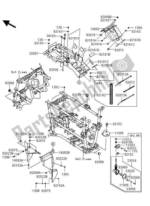 All parts for the Frame Fittings of the Kawasaki KVF 750 4X4 EPS 2013