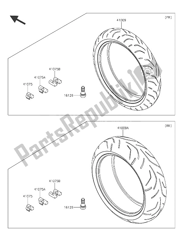 Tutte le parti per il Pneumatici del Kawasaki ZZR 1400 ABS 2016