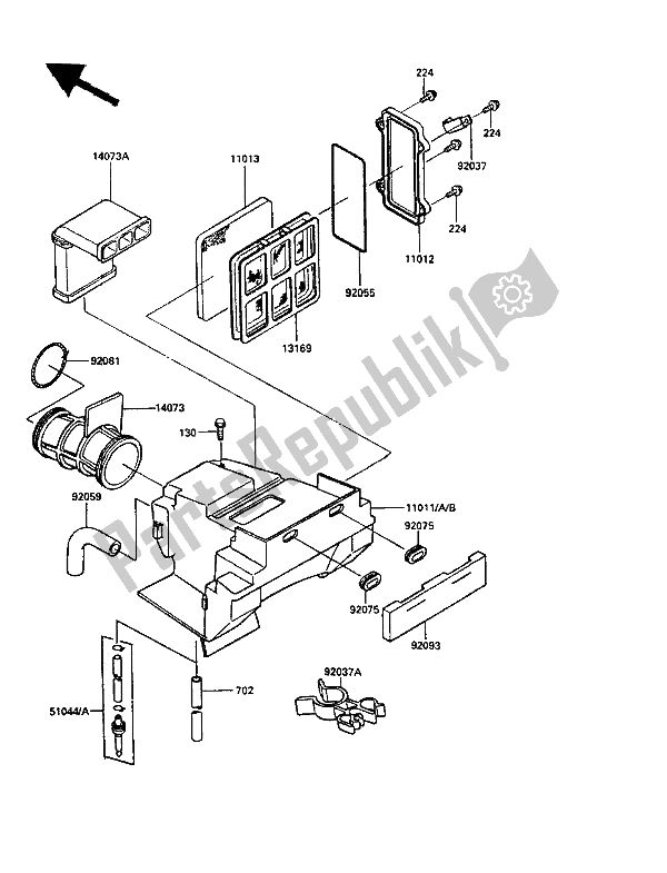 Todas las partes para Filtro De Aire de Kawasaki KLR 250 1987