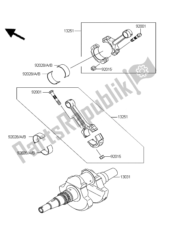 All parts for the Crankshaft of the Kawasaki KFX 700 KSV 700B7F 2007